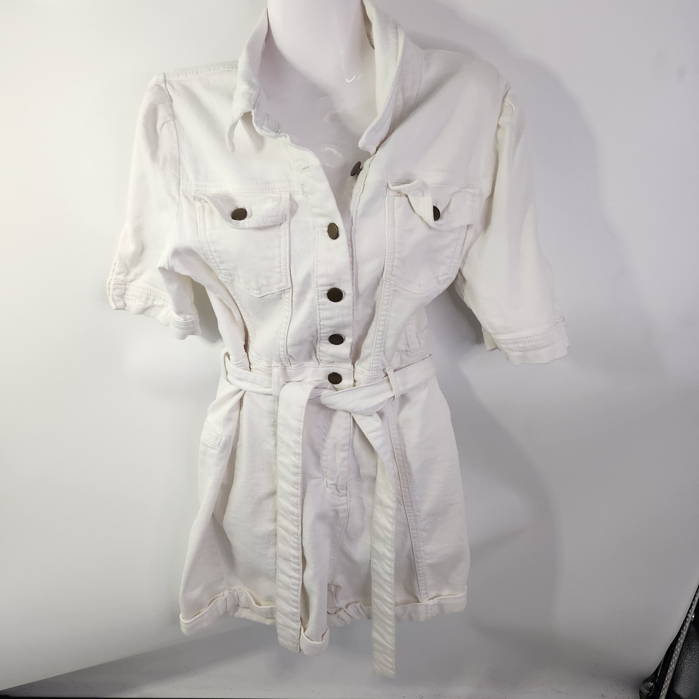 Avec Les Filles Cream‎ Button-Up Romper